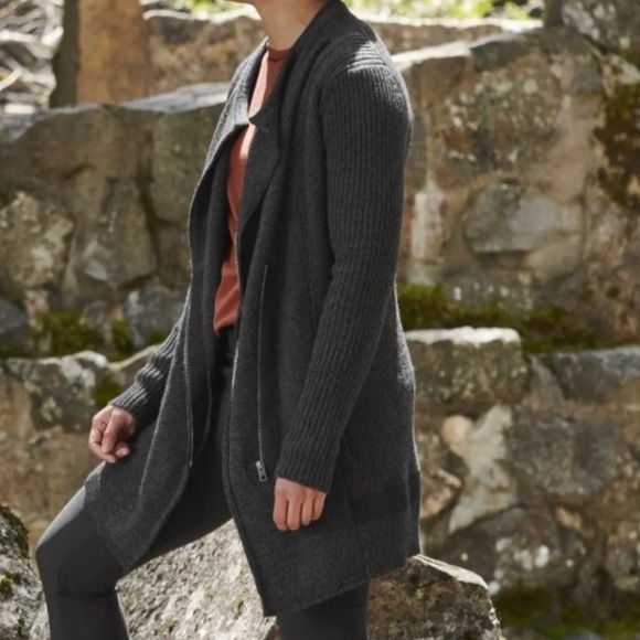 Athleta Sweaters - ATHLETA Sentinel Knit Sweater Coat Charcoal Gray Thermolite NWT